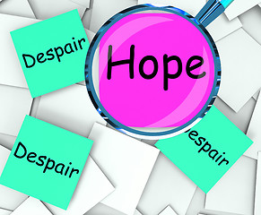 Image showing Hope Despair Post-It Papers Show Wishing Or Desperate