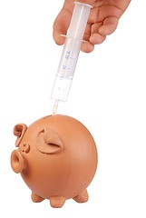 Image showing Piggy Bank and Syringe