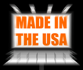Image showing Made in the USA Sign Displays Produced in America