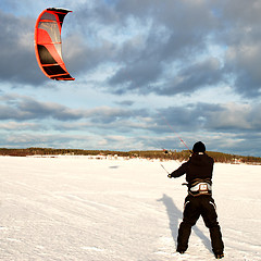 Image showing Snowkiting