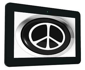 Image showing Peace Sign Tablet Shows Love Not War