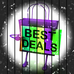 Image showing Best Deals Shopping Bag Represents Bargains and Discounts