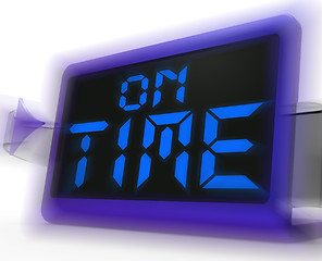 Image showing On Time Digital Clock Shows Punctual And Reliable