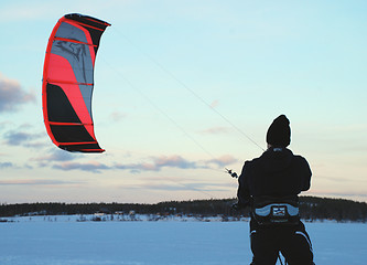 Image showing Snow kiting