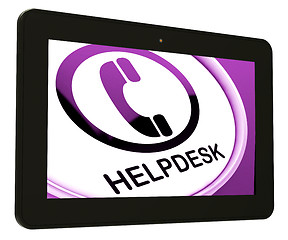Image showing Helpdesk Tablet Shows Call For Advice