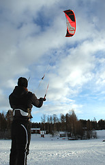 Image showing Snow kiting