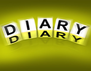 Image showing Diary Blocks Displays Journal Blog or Autobiographical Record