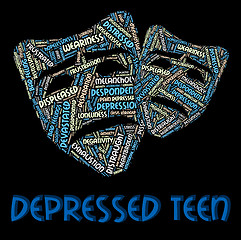 Image showing Depressed Teen Indicates Adolescent Text And Hopeless