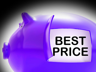 Image showing Best Price Piggy Bank Message Shows Great Savings