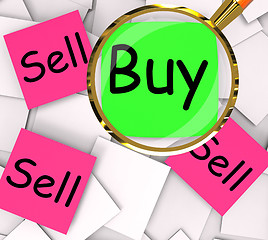 Image showing Buy Sell Post-It Papers Mean Buying And Selling