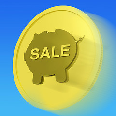 Image showing Sale Gold Coin Means Reduced Price Or Discounted Goods