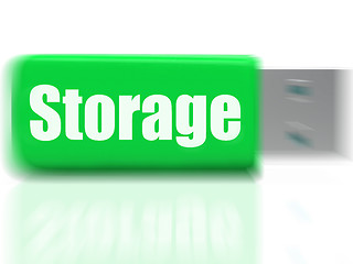 Image showing Storage USB drive Shows Data Backup Or Warehousing