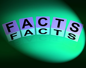 Image showing Facts Dice Refer to Information of Reality and Truth