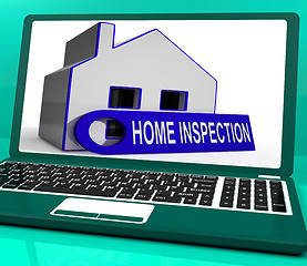 Image showing Home Inspection House Laptop Means Inspect Property Thoroughly