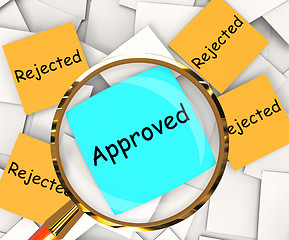 Image showing Approved Rejected Post-It Papers Shows Accepted Or Refused