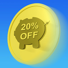 Image showing Twenty Percent Off Gold Coin Shows Price Cut 20
