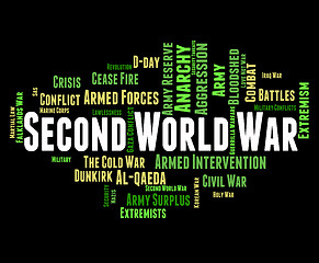 Image showing Second World War Means Skirmish Wordcloud And Word