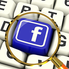 Image showing Facebook Key Magnified Means Connect To Face Book