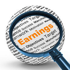 Image showing Earnings Magnifier Definition Shows Lucrative Incomes Or Profits