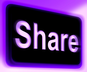 Image showing Share Sign Shows Sharing Webpage Or Picture Online