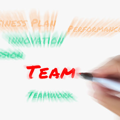 Image showing Team Words on Whiteboard Displays Teamwork and Partnership