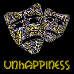 Image showing Unhappiness Word Indicates Grief Stricken And Despairing