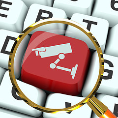 Image showing Camera Key Magnified Shows CCTV and Web Security