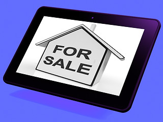 Image showing For Sale House Tablet Means Selling Or Auctioning Home