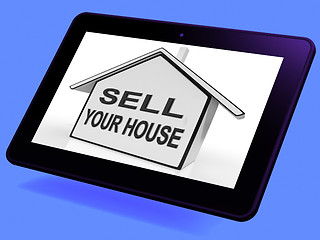 Image showing Sell Your House Home Tablet Shows Listing Real Estate