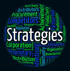 Image showing Strategies Word Means Business Strategy And Plan