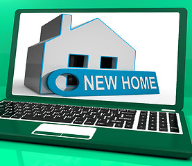 Image showing New Home House Laptop Means Finding And Purchasing Property