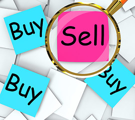 Image showing Buy Sell Post-It Papers Mean Sellers And Consumers