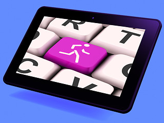 Image showing Runner Key Tablet Means Run Jog Or Aerobic Work-Out