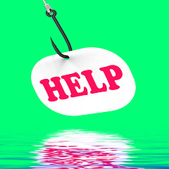 Image showing Help On Hook Displays Customer Support Or Assistance