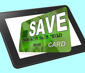 Image showing Save Bank Card Calculated Means Setting Aside Money In Savings A