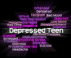 Image showing Depressed Teen Indicates Disturbed Depression And Sadness