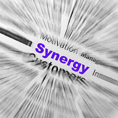 Image showing Synergy Sphere Definition Displays Team Work And Cooperation