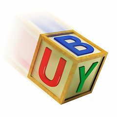 Image showing Buy Wooden Block Means Retail Shopping And Commerce