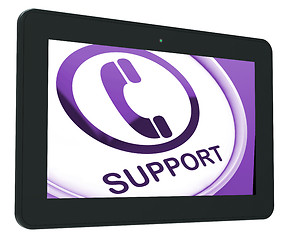 Image showing Support Tablet Shows Call For Advice