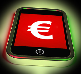 Image showing Euro Sign On Mobile Shows European Currency