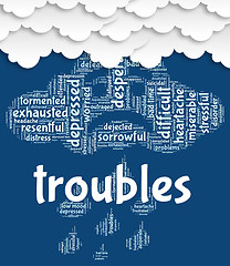 Image showing Troubles Word Means Hard Wordcloud And Tough