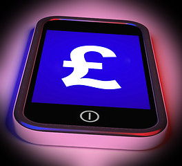 Image showing Pound Sign On Mobile Shows British Money Gbp