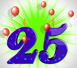 Image showing Number Twenty Five Party Show Burning Candles Or Bright Flame