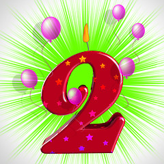 Image showing Number Two Party Means Second Birthday Or Celebration