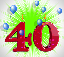 Image showing Number Forty Party Show Party Decorations Or Birthday Cake