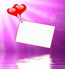 Image showing Heart Balloons On Note Displays Passionate Letter Or Romantic Me