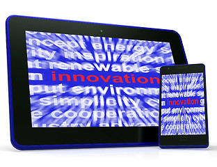 Image showing Innovation Tablet Shows Originality Creating And Improving