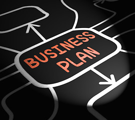 Image showing Business Plan Arrows Means Goals And Strategies For Company