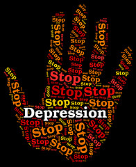 Image showing Stop Depression Represents Warning Sign And Caution