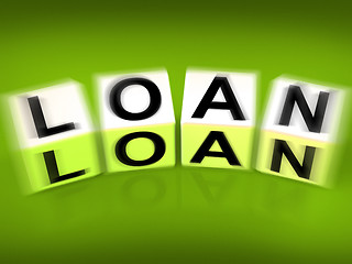 Image showing Loan Blocks Displays Funding Lending or Loaning